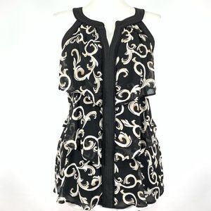 White House Black Market    USED 
Ruffle Sheer Sleeveless Top    Size XS